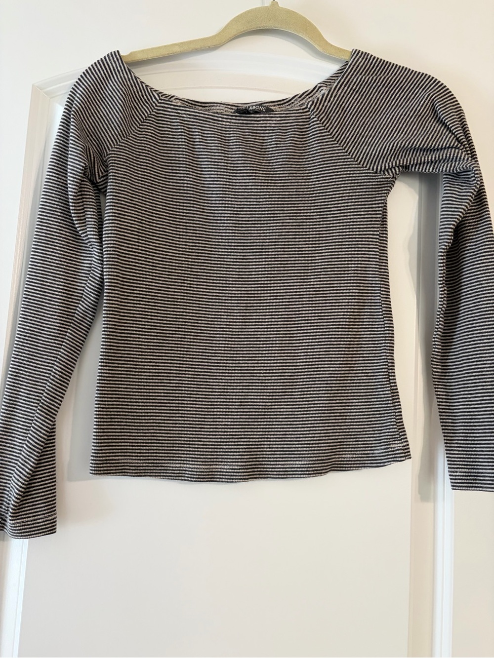 Billabong Black and White Striped Long-Sleeve Top